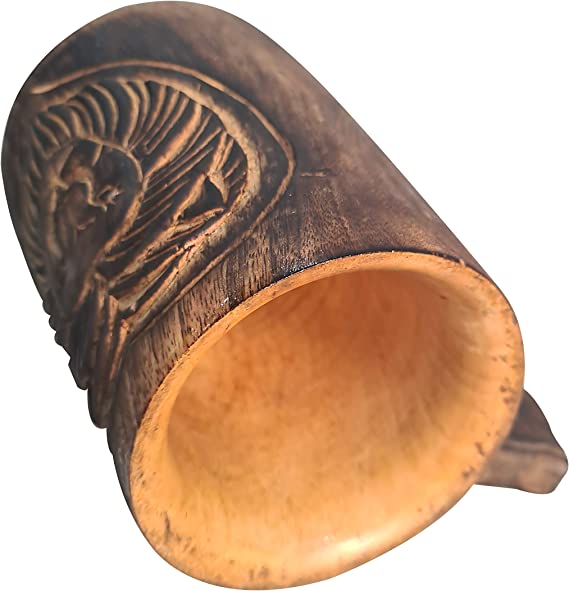 Handcrafted Vintage Wooden Beer Mug Lion Design Wood Suitable For Tea, Beer, Water, Juice, Milk And Other Drinks