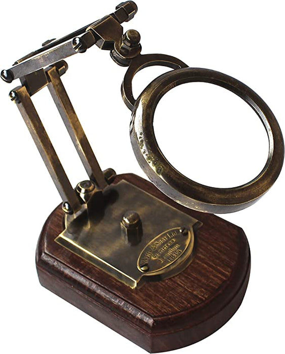 Map Reader Zoom Moveable Lens Magnifying Vintage Style Desk Top Channer Magnifier Nautical Brass Magnifying Glass on Wooden Stand