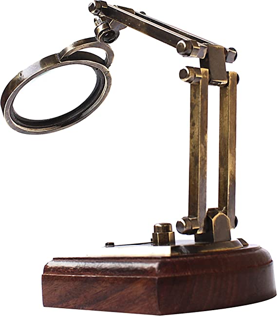 Map Reader Zoom Moveable Lens Magnifying Vintage Style Desk Top Channer Magnifier Nautical Brass Magnifying Glass on Wooden Stand
