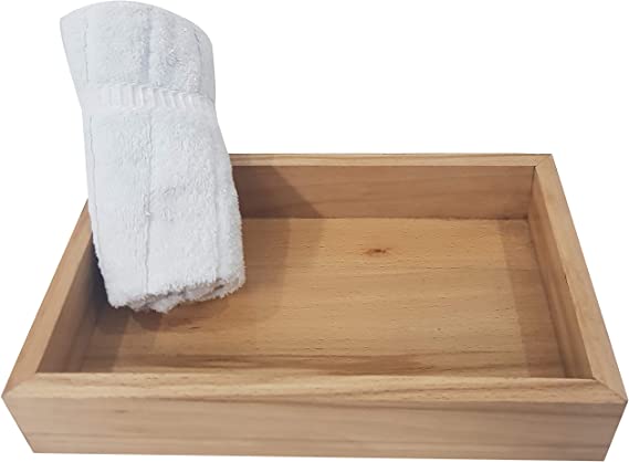 Handmade Brown Wooden Towel Holder Vanity Tray Natural Steam Beech Guest Bathroom Accessory Tray