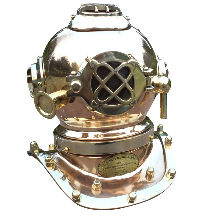 Antique Marine Mini Diving Helmet Replica Mark Us Navy Nautical Copper Finish