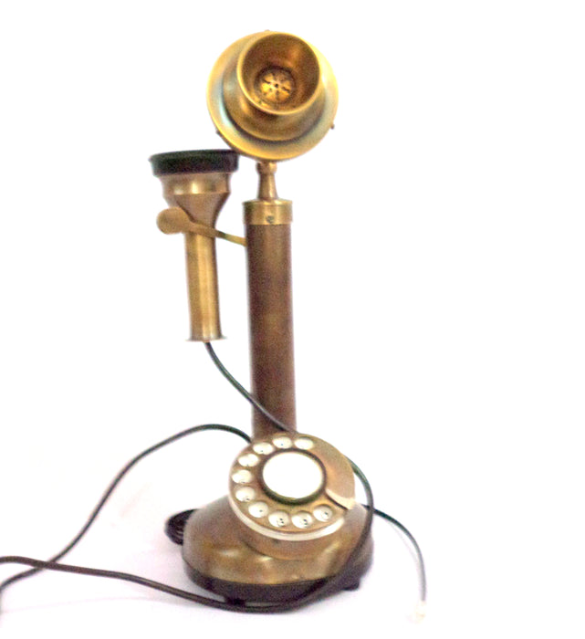  Candlestick Retro Telephone Gold Metal Antique