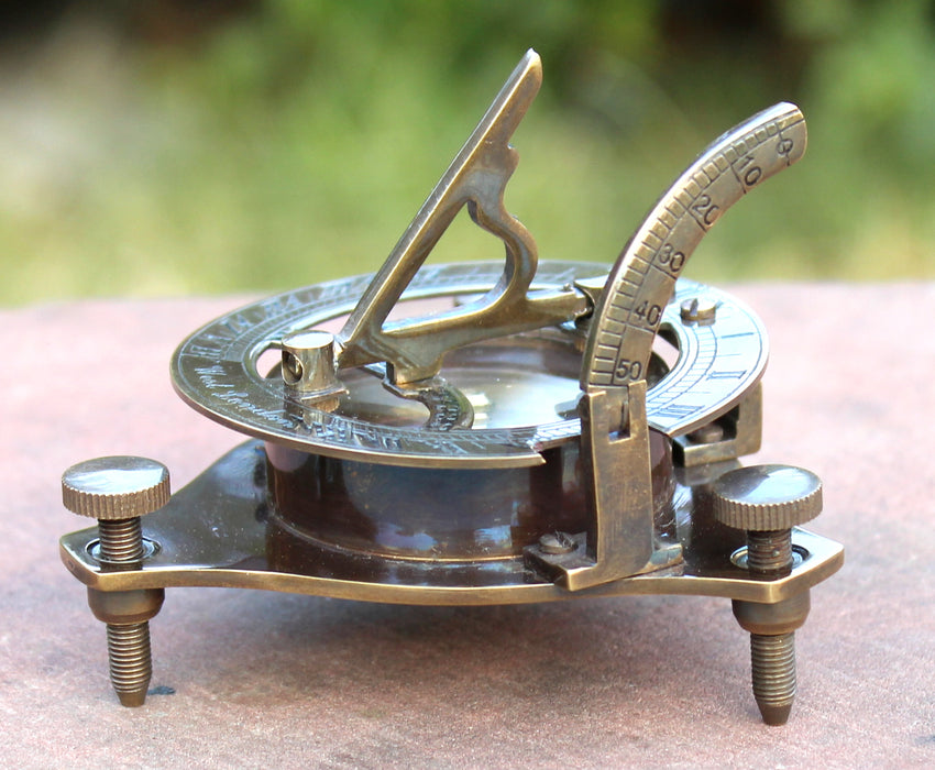 Vintage Brass Antique Marine Sundial Compass Fully Functional Handmade Gift.