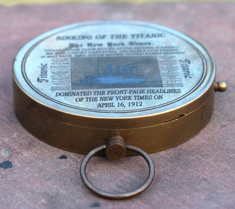 Antique Lid Titanic Compass Brass Finish Vintage Nautical Sailor Article - Maritime Magnetic Gift