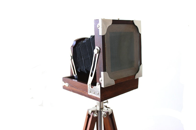 Antique Vintage Look Film Camera Wooden Tripod Collectible Studio Gift Item Brown Color (22 Inches)
