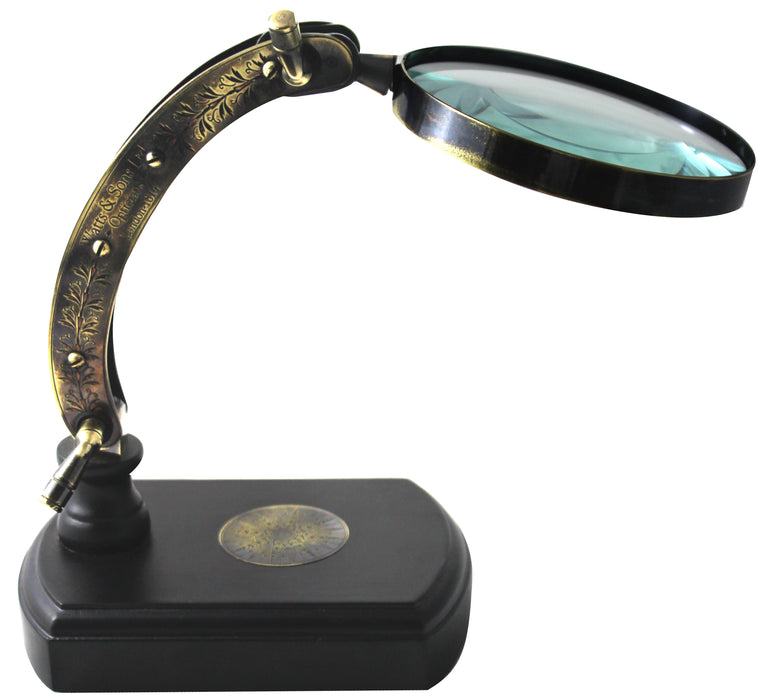 Antique Desk Magnifying Glass Vintage Map Reader Lens Brass Folding 9 x 6 Inches Brass Magnifying Glass