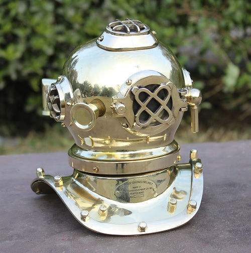 Antique Marine Mini Diving Helmet Replica Mark Us Navy Nautical Copper Finish