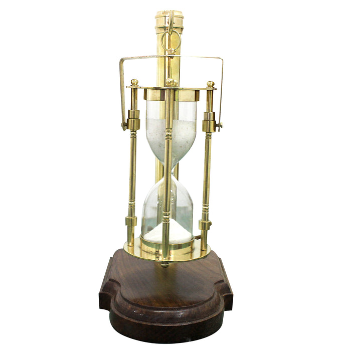 Vintage Clock Design Collection Wooden Stand Sand Timer Hanging Hourglass Vintage Brass White Sand Stand Unity Hour Glass Sandglass for Home, Desk, Office Decorative