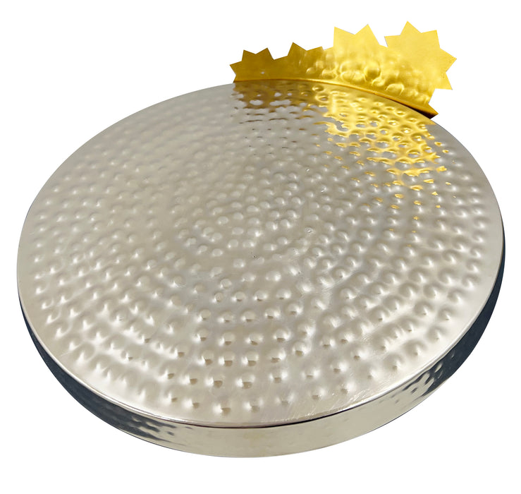 Decorative Silver And Gold (Stars Design) Baking Display Tray Plate Tools Accessories Steel Dessert Stands cake Holder, Decor for Wedding, Birthday, Party (Round)