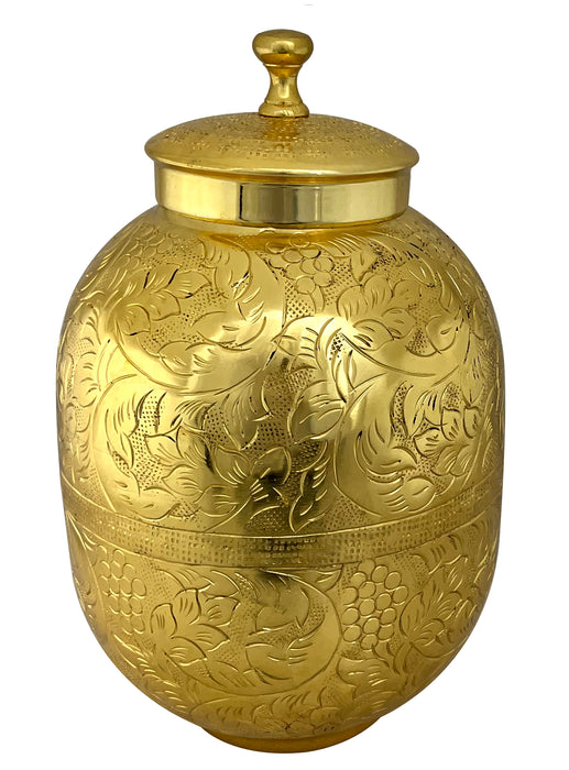 Home Decor Jar Gold Metal Beautiful Golden Floral Design Cylindrical Shape Big Canister Beautiful Food Storage Jar Container W/Lid Flour Rice Pulses Grain Box