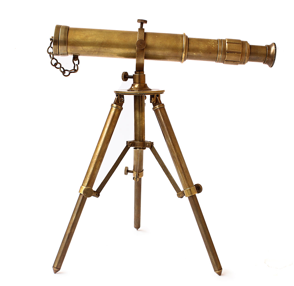 Antique Telescope with Tripod Vintage Brass décor Table Top Wooden Nautical  Maritime Home Office