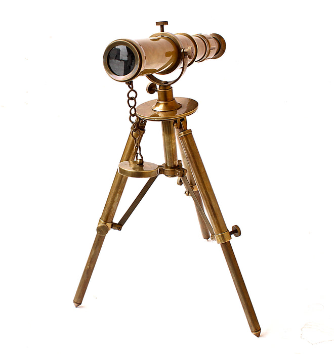 Maritime Ship Instrument Functional Clear Vision Telescope Instrument Vintage Table Decorative Antique Brass Telescope W/Tripod Nautical Marine Handmade Collectible Gifts Home Office