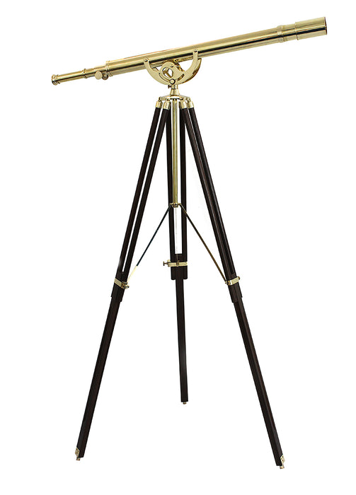Nautical Telescope Heavy Shiny Brass Solid Wooden Tripod Collectible Telescope