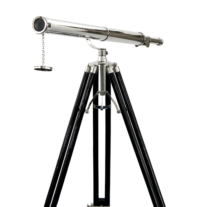 Vintage Floor Standing Brass Telescope Chrome Finish Adjustable Tripod Telescope 39'' Nautical Decor Maritime Navy Instrument
