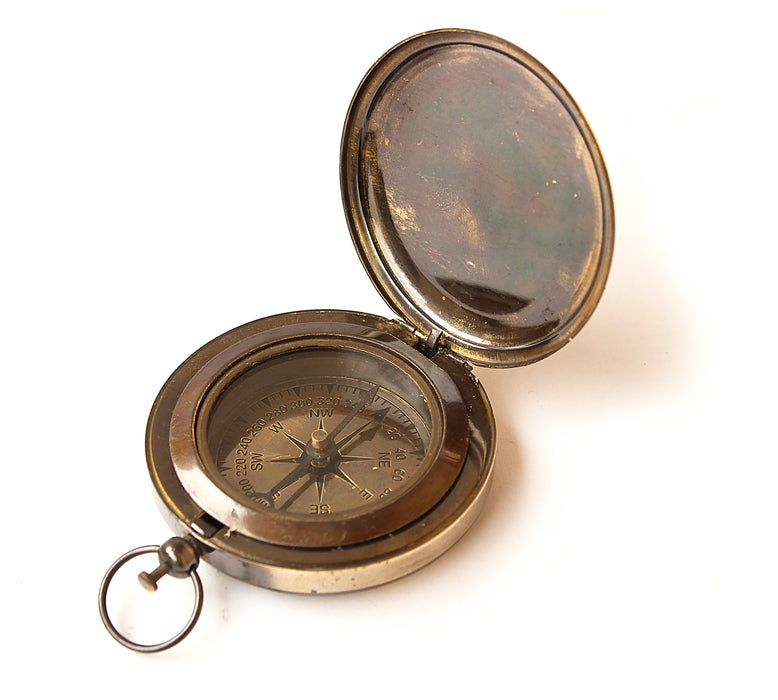 Nautical Ross London Brass Round Pocket Compass Marine Navigational Royal Device Gift Item