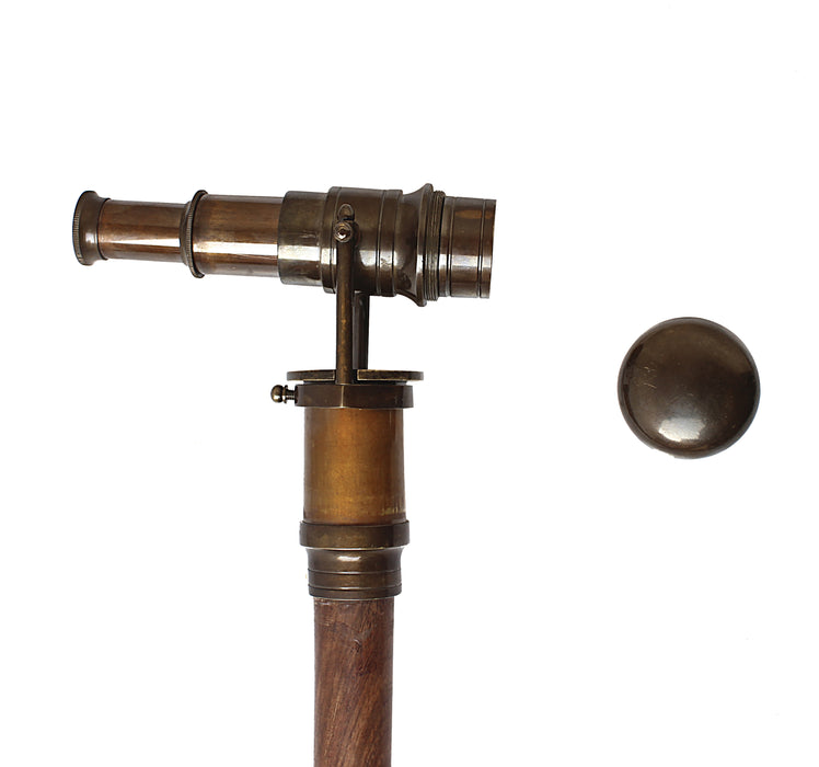 Hollywood Walking Stick Collectors Telescope Wooden Walk Cane Marine Prop Vintage Collectibles