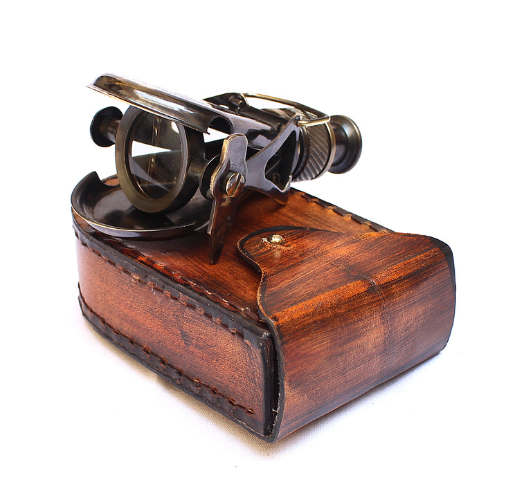 Vintage Binocular R & J Beck London 1857 Replica Model Nautical Columbus Small Single Brass Marine Antique Binocular with Leather Case