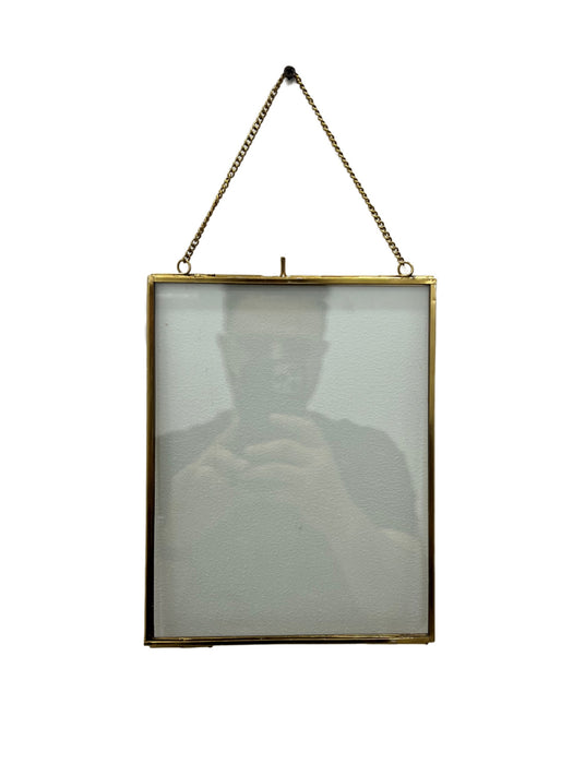 Handmade Wall Hanging Brass Picture Frame Double Glass Floating Frame Style Gallery Wall Frame for Photo Picture