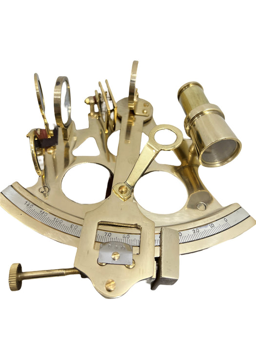 Vintage Ship History Brass Sextant with Hardwood Box Antique Marine Co —  collectiblesBuy
