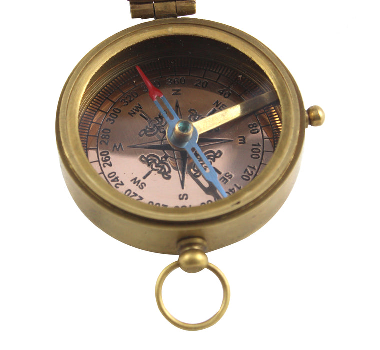 Authentic Quote Compass with Wooden Box - Magnetic Directional Copper Finish, Marine Brass Ship