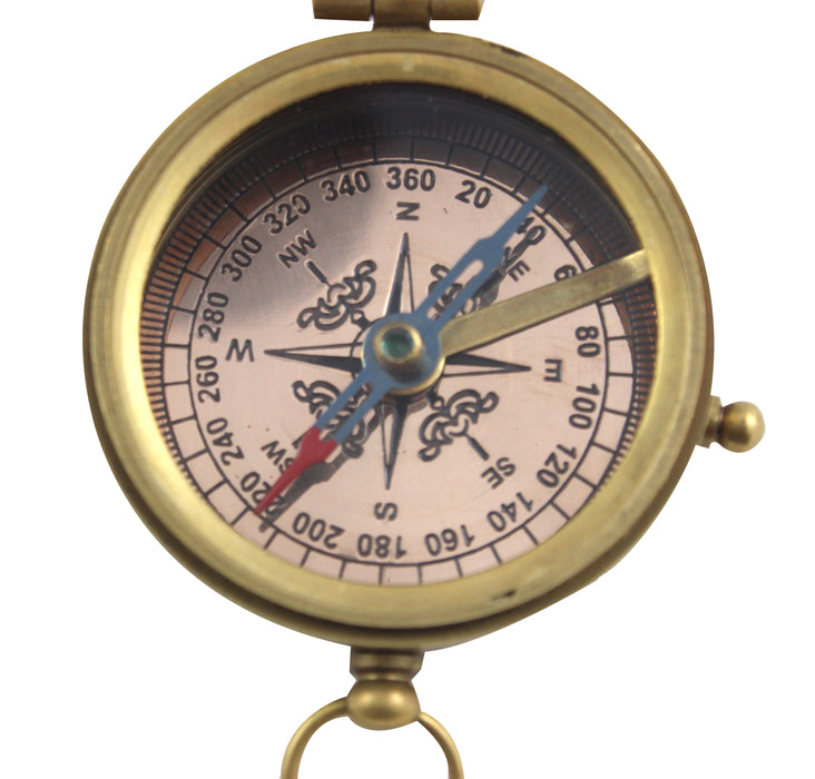 Authentic Quote Compass with Wooden Box - Magnetic Directional Copper Finish, Marine Brass Ship