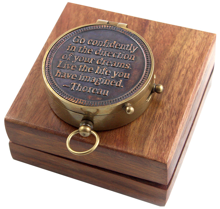 Vintage Compass Marine Nautical Magnetic Wooden Box Quote Compass Classical Designer Gifts