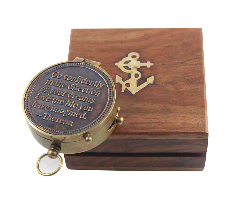 Vintage Compass Marine Nautical Magnetic Wooden Box Quote Compass Classical Designer Gifts