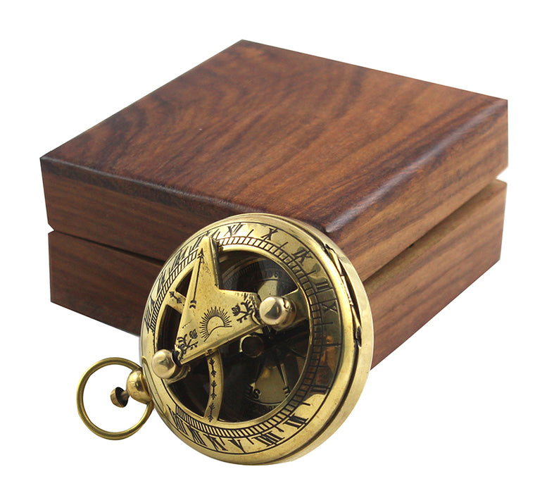 Marine Sundial Compass with Antique Nautical Solid Pocket Sun Dial Compass in Box Vintage Polish with Brass Finish Navigate Device Nautical Marine Gift Collection