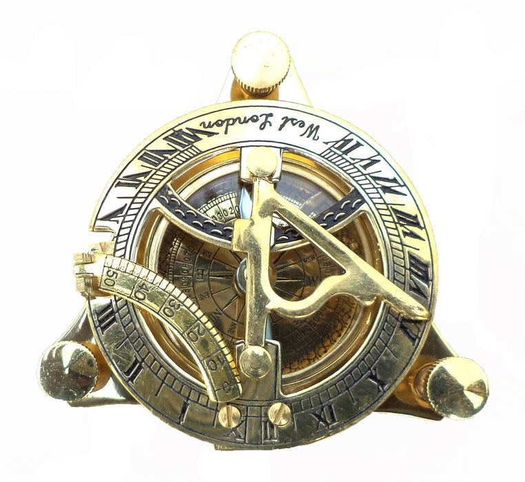 Vintage Navigational Compass Shiny Brass Maritime Collectible Sundial Compass