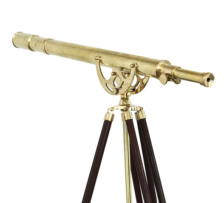 Nautical Telescope Heavy Shiny Brass Solid Wooden Tripod Collectible Telescope