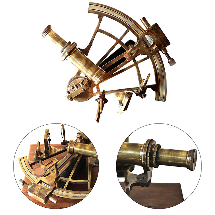 Antique Heavy German Working Model Sextant, Marine Sea Collectible Nautical Telescope